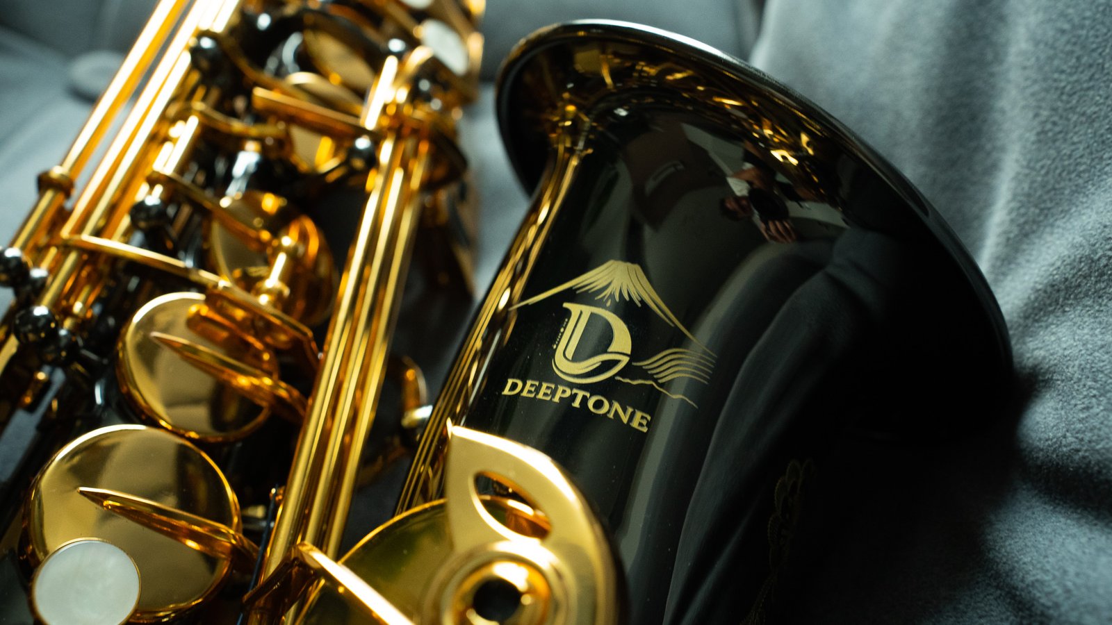 Close-up detail of a DEEPTONE saxophone